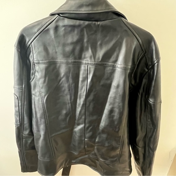 ZARA MAN FAUX LEATHER BIKER JACKET Size XL BLACK New with tags - Picture 7 of 9